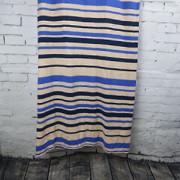SPARROW TAN WITH BLUE STRIPE KNIT ANGORA LAMBSWOOL SWEATER MAXI SKIRT SIZE XS - Picture 5 of 6